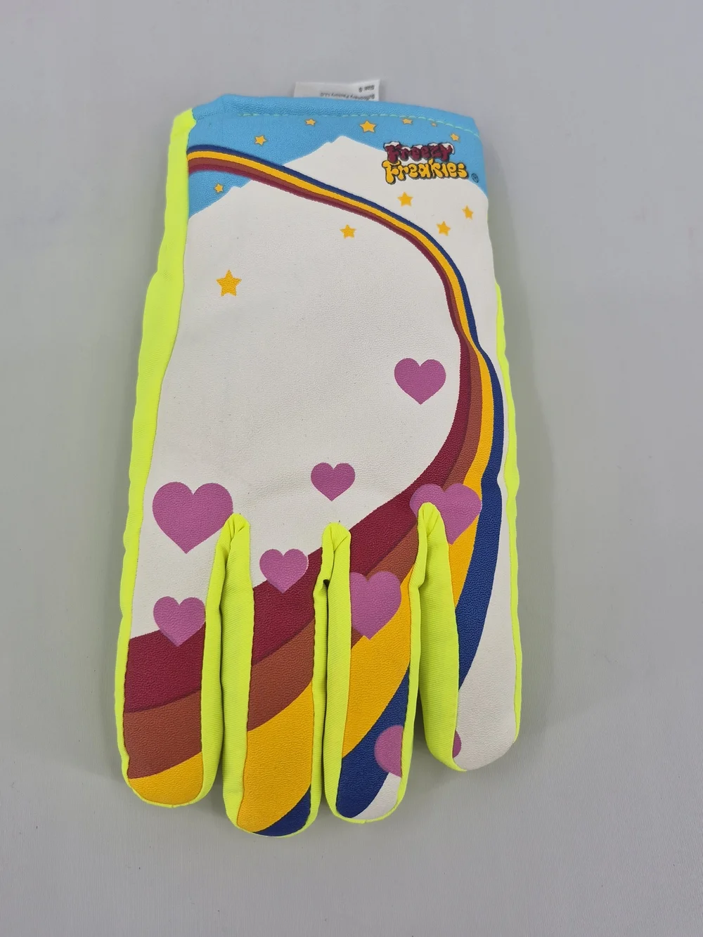 Freezy Freakies Gloves Size Small Neon Hearts Rainbow Winter